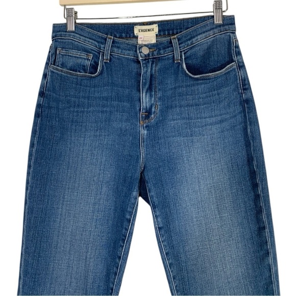 L'Agence Womens Shane Blue Mid Rise Slouchy Denim Straight Leg Jeans - Picture 4 of 9